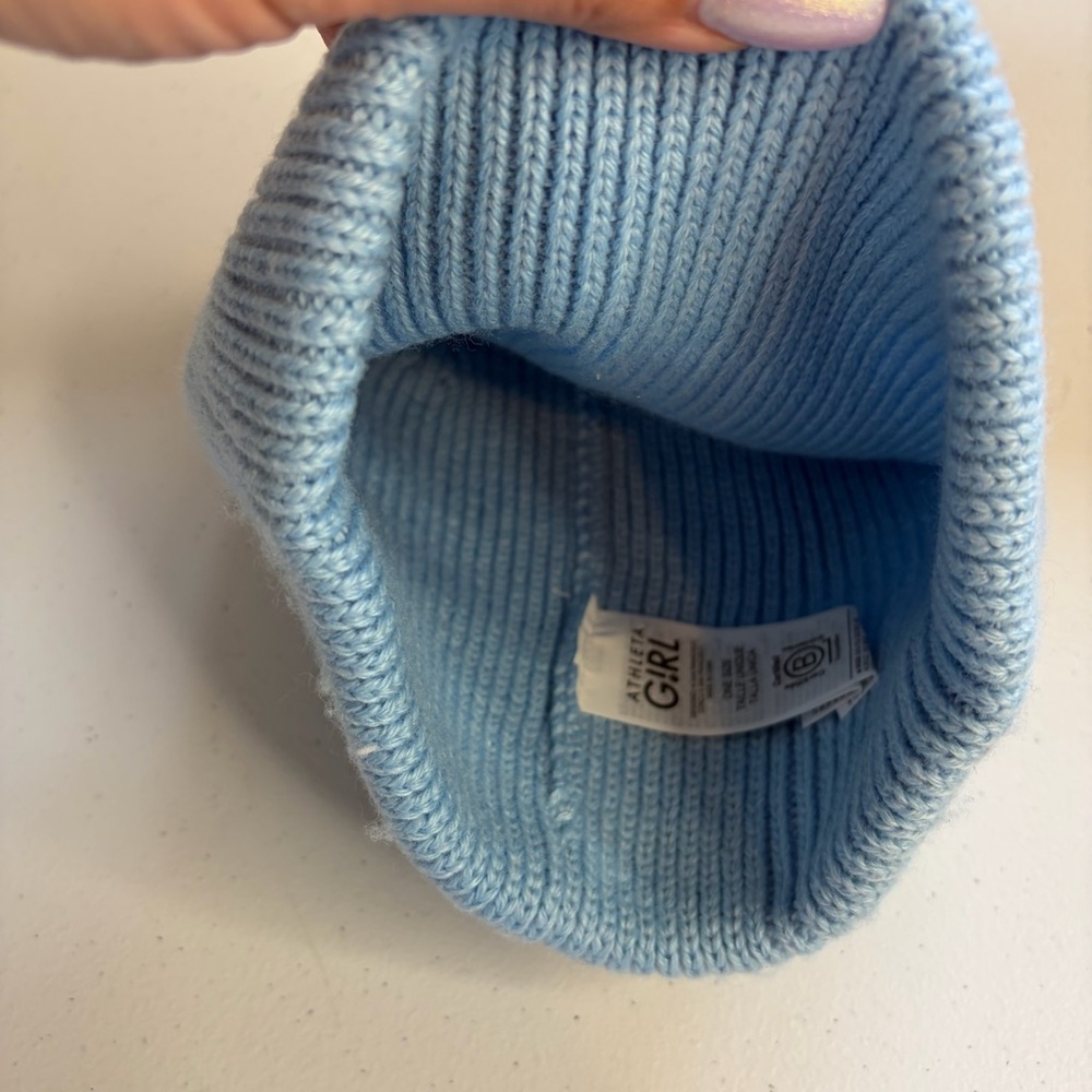 Athleta Girl Blue Chill Out Beanie Touque Knit Winter Hat New - Picture 6 of 9